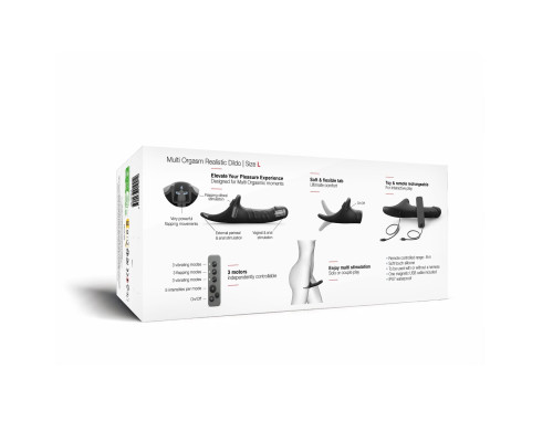 Вібронасадка для страпону з вакуумною стимуляцією Strap-On-Me Multi Orgasm Realistic Dildo L Black