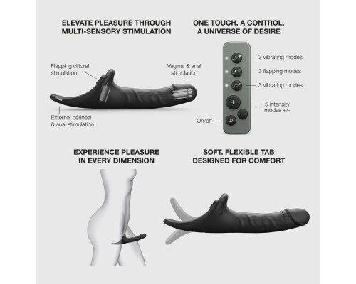 Вібронасадка для страпону з вакуумною стимуляцією Strap-On-Me Multi Orgasm Realistic Dildo XL Black