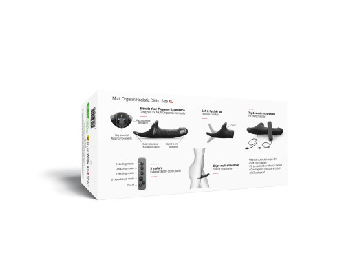 Вібронасадка для страпону з вакуумною стимуляцією Strap-On-Me Multi Orgasm Realistic Dildo XL Black