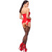 Корсет із підв'язками для панчіх Noir Handmade F368 Bombshell Fierce Corset-belt Red S