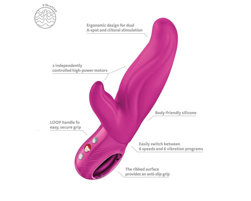 Вібратор-кролик для точки А Fun Factory LADY BI Magenta, 2 мотори, 12 режимів