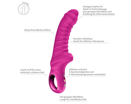 Вібратор для точки G Fun Factory TIGER Magenta, ребристий, підходить для анальної стимуляції
