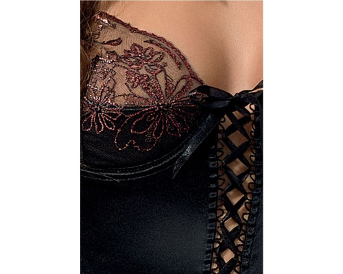 Корсет с пажами BRIDA CORSET black XXL/XXXL - Passion Exclusive, трусики, шнуровка