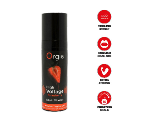 Рідкий вібратор Orgie High Voltage – Strawberry, 15 мл, ефект мурашок, дуже потужний, смак полуниці