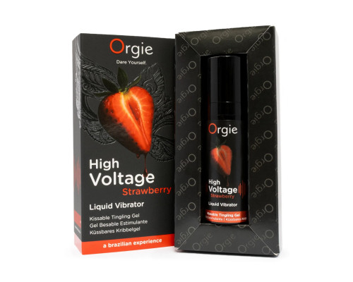 Рідкий вібратор Orgie High Voltage – Strawberry, 15 мл, ефект мурашок, дуже потужний, смак полуниці