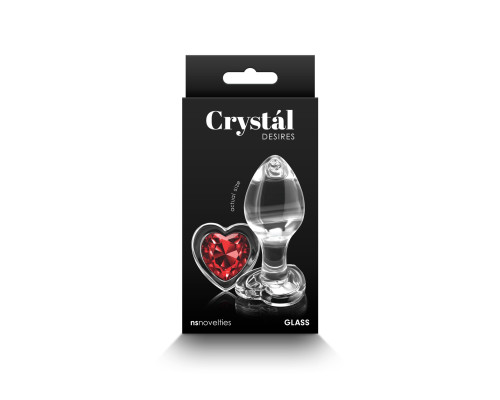 Скляна анальна пробка NS Novelties Crystal - Desires - Red Heart - Medium