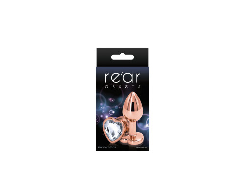 Анальна пробка NS Novelties Rear Assets - Rose Gold Heart - Small - Clear