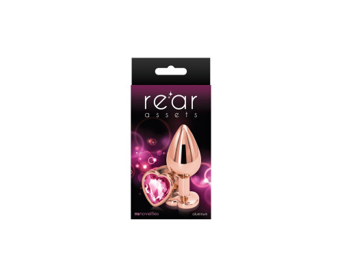 Анальна пробка NS Novelties Rear Assets - Rose Gold Heart - Medium - Pink