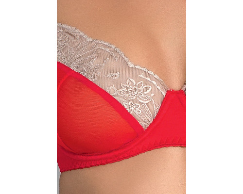 Комплект білизни LORAINE SET red XXL/XXXL - Passion Exclusive: ліф, стрінги, пояс для панчох