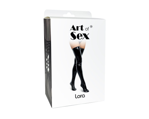 Сексуальні вінілові панчохи Art of Sex - Lora, розмір L, з ефектом мокрого оксамиту