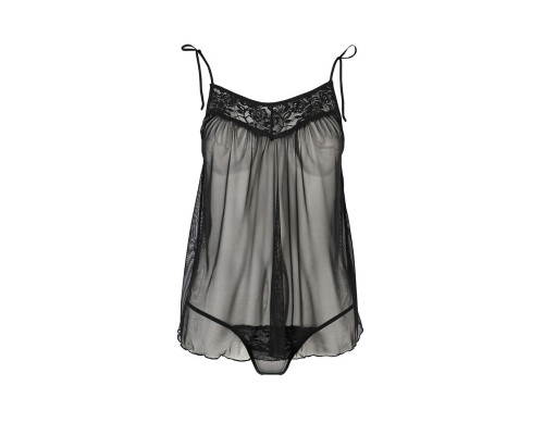 Сорочка прозора бебі дол Passion MELANIA CHEMISE S/M black (м'яте паковання!!!)