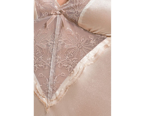 (SALE) Сорочка приталена з чашечками LOTUS CHEMISE cream XXL/XXXL - Passion Exclusive, трусики