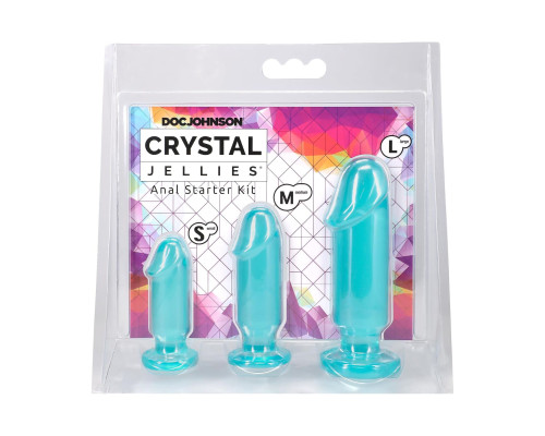 Набір анальних пробок Doc Johnson Crystal Jellies - Anal Starter Kit- Teal