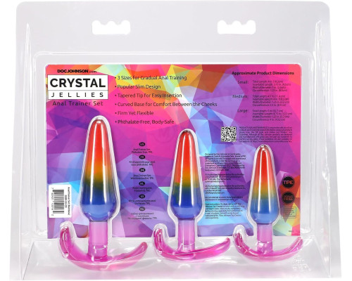 Набір анальних пробок Doc Johnson Crystal Jellies - Anal Trainer Set - Rainbow