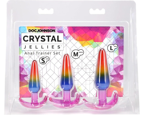 Набір анальних пробок Doc Johnson Crystal Jellies - Anal Trainer Set - Rainbow