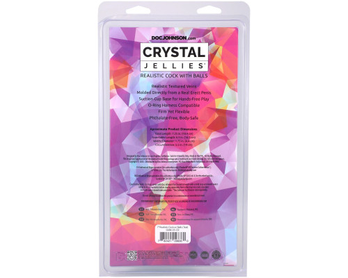 Фалоімітатор Doc Johnson Crystal Jellies - 7 Inch Realistic Cock with Balls - Teal