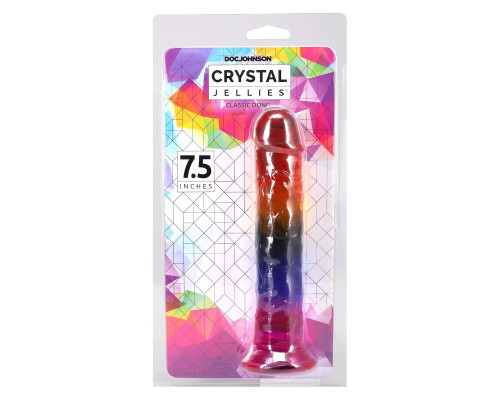 Фалоімітатор Doc Johnson Crystal Jellies - 7.5 Inch Dong - Rainbow
