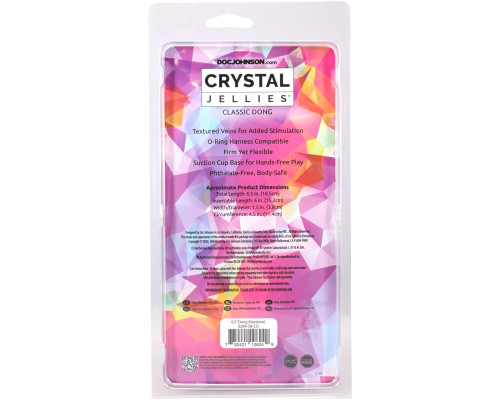 Фалоімітатор Doc Johnson Crystal Jellies - 6.5 Inch Classic Dong - Rainbow