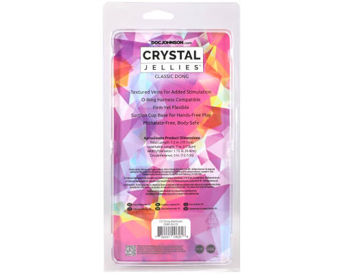 Фалоімітатор Doc Johnson Crystal Jellies - 7.5 Inch Classic Dong - Rainbow