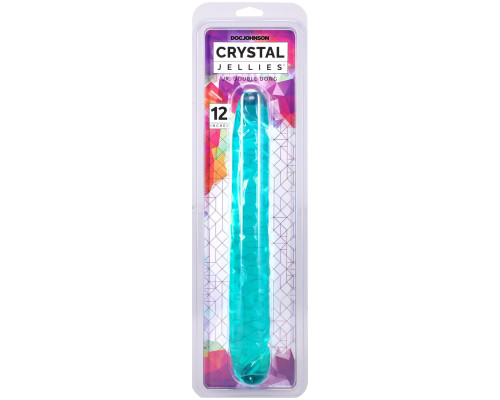 Фалоімітатор двосторонній Doc Johnson Crystal Jellies 12" Jr. Double Dong Teal