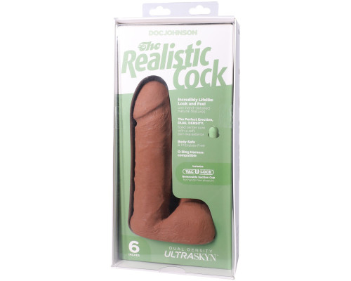 Фалоімітатор Doc Johnson The Realistic Cock ULTRASKYN - 6 Inch with Balls Caramel