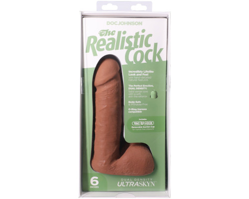 Фалоімітатор Doc Johnson The Realistic Cock ULTRASKYN - 6 Inch with Balls Caramel