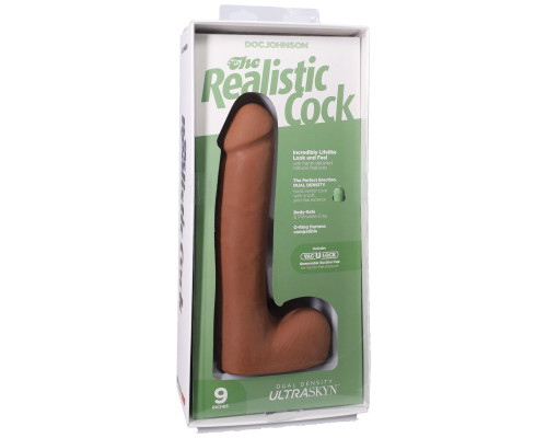 Фалоімітатор Doc Johnson The Realistic Cock ULTRASKYN - 9 Inch with Balls Caramel