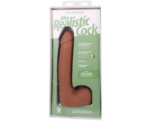 Фалоімітатор Doc Johnson The Realistic Cock ULTRASKYN - 9 Inch with Balls Caramel