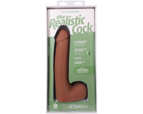 Фалоімітатор Doc Johnson The Realistic Cock ULTRASKYN - 9 Inch with Balls Caramel