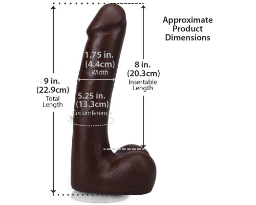 Фалоімітатор Doc Johnson The Realistic Cock ULTRASKYN - 9 Inch with Balls Chocolate