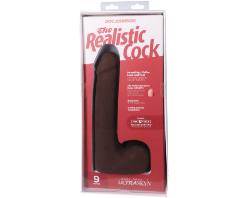 Фалоімітатор Doc Johnson The Realistic Cock ULTRASKYN - 9 Inch with Balls Chocolate