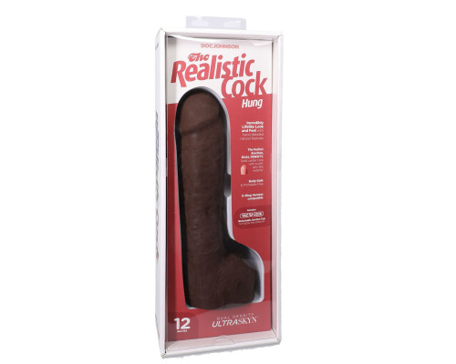 Фалоімітатор Doc Johnson The Realistic Cock ULTRASKYN - 12 Inch Hung with Balls Chocolate