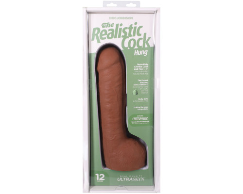 Фалоімітатор Doc Johnson The Realistic Cock ULTRASKYN - 12 Inch Hung with Balls Caramel