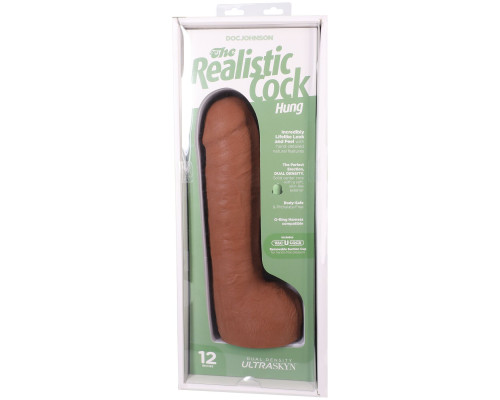 Фалоімітатор Doc Johnson The Realistic Cock ULTRASKYN - 12 Inch Hung with Balls Caramel
