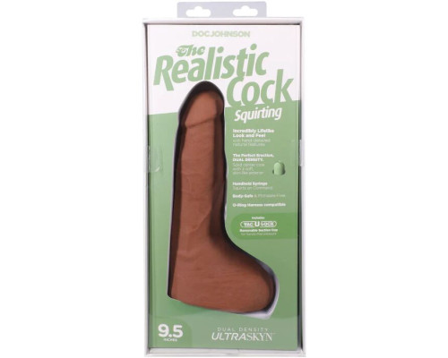 Фалоімітатор, що кінчає Doc Johnson The Realistic Cock ULTRASKYN - Squirting 9,5 Inch Caramel
