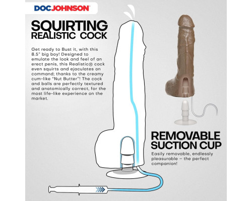 Фалоімітатор, що кінчає Doc Johnson The Realistic Cock ULTRASKYN - Squirting 9,5 Inch Caramel