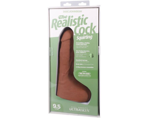 Фалоімітатор, що кінчає Doc Johnson The Realistic Cock ULTRASKYN - Squirting 9,5 Inch Caramel
