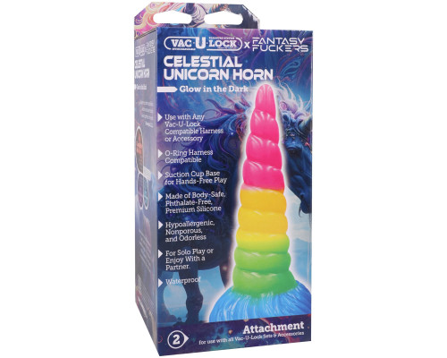Фентезійний фалоімітатор Doc Johnson Vac-U-Lock x Fantasy Fuckers Celestial Unicorn Horn