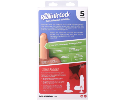 Фалоімітатор Doc Johnson The Realistic Cock ULTRASKYN - 5" with Balls Vanilla (надрив паковання!!!)