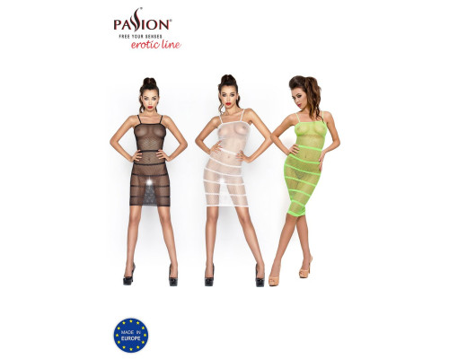 Бодістокінг Passion BS033 green, сукня-сітка на бретелях, прозора