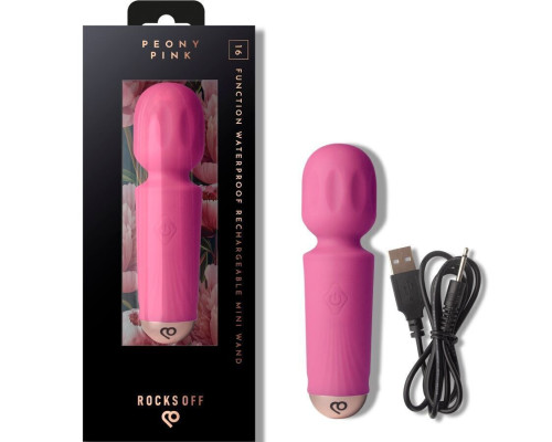 Вібромасажер Rocks Off Mini Wand Peony Pink, 16 режимів