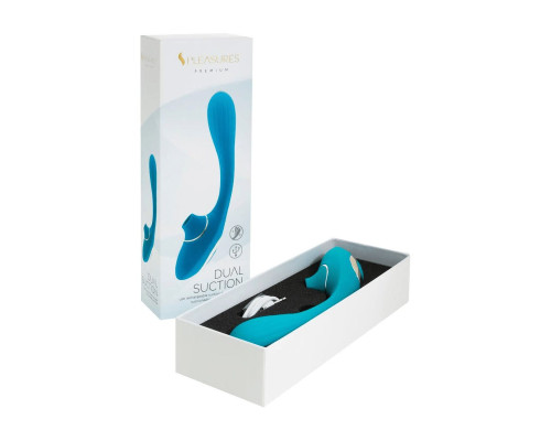 Вібратор S Pleasures Dual Suction - Turquoise