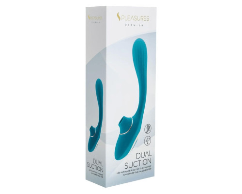 Вібратор S Pleasures Dual Suction - Turquoise