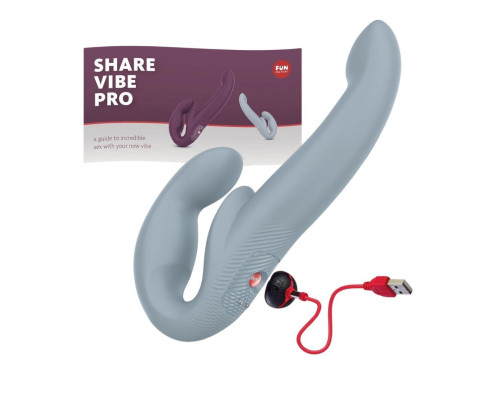 Безремінний страпон з вібрацією Fun Factory SHARE VIBE PRO cool grey (м'яте паковання!!!)