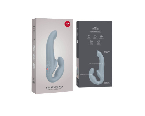 Безремінний страпон з вібрацією Fun Factory SHARE VIBE PRO cool grey (м'яте паковання!!!)