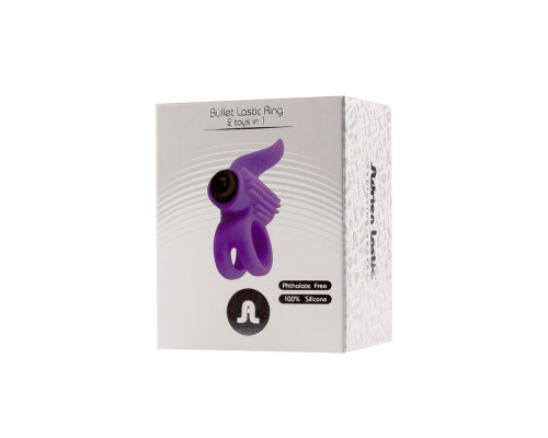 Ерекційне віброкільце Adrien Lastic Bullet Lastic Ring з язичком і щіточкою для стимуляції клітора