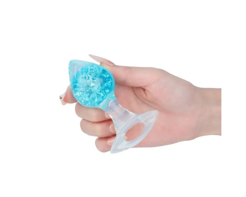 Анальна пробка Liebe Seele Heart-shaped Crystal Anal Plug - Blue Small
