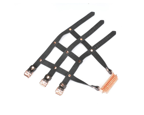 Шкіряна портупея для гомілкостопу зі шпорамиLiebe Seele Leather High Heel Ankle Harness Rose Gold