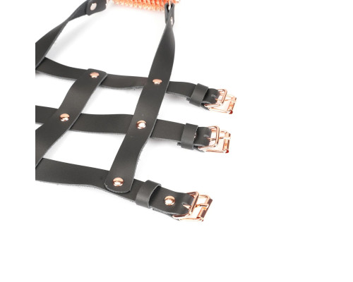 Шкіряна портупея для гомілкостопу зі шпорамиLiebe Seele Leather High Heel Ankle Harness Rose Gold