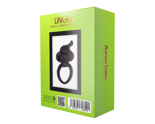 Ерекційне віброкільце Adrien Lastic Lingus Black з язичком і щіточкою для стимуляції клітора